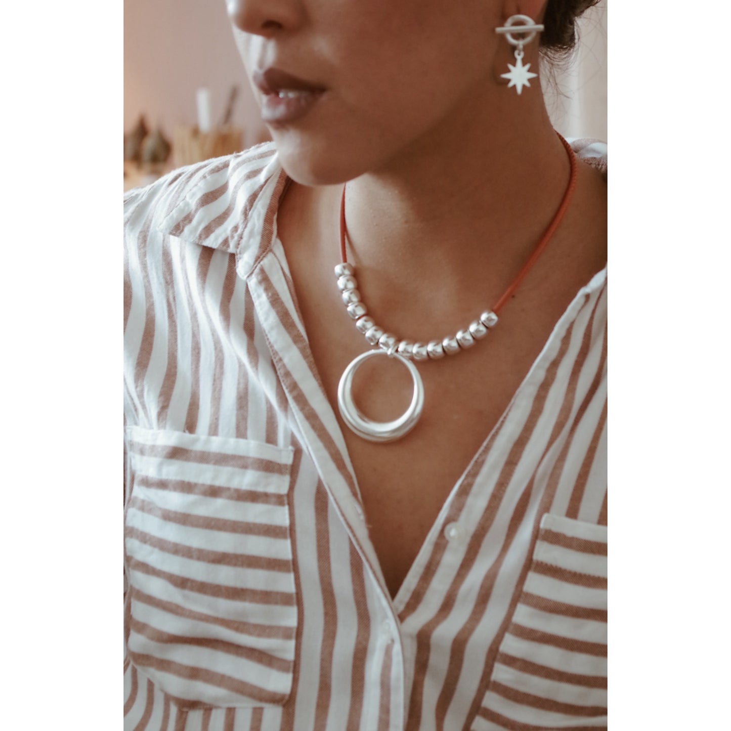 COLLIER Femme CROISSANT DE LUNE CUIR SECRET DE CUIR