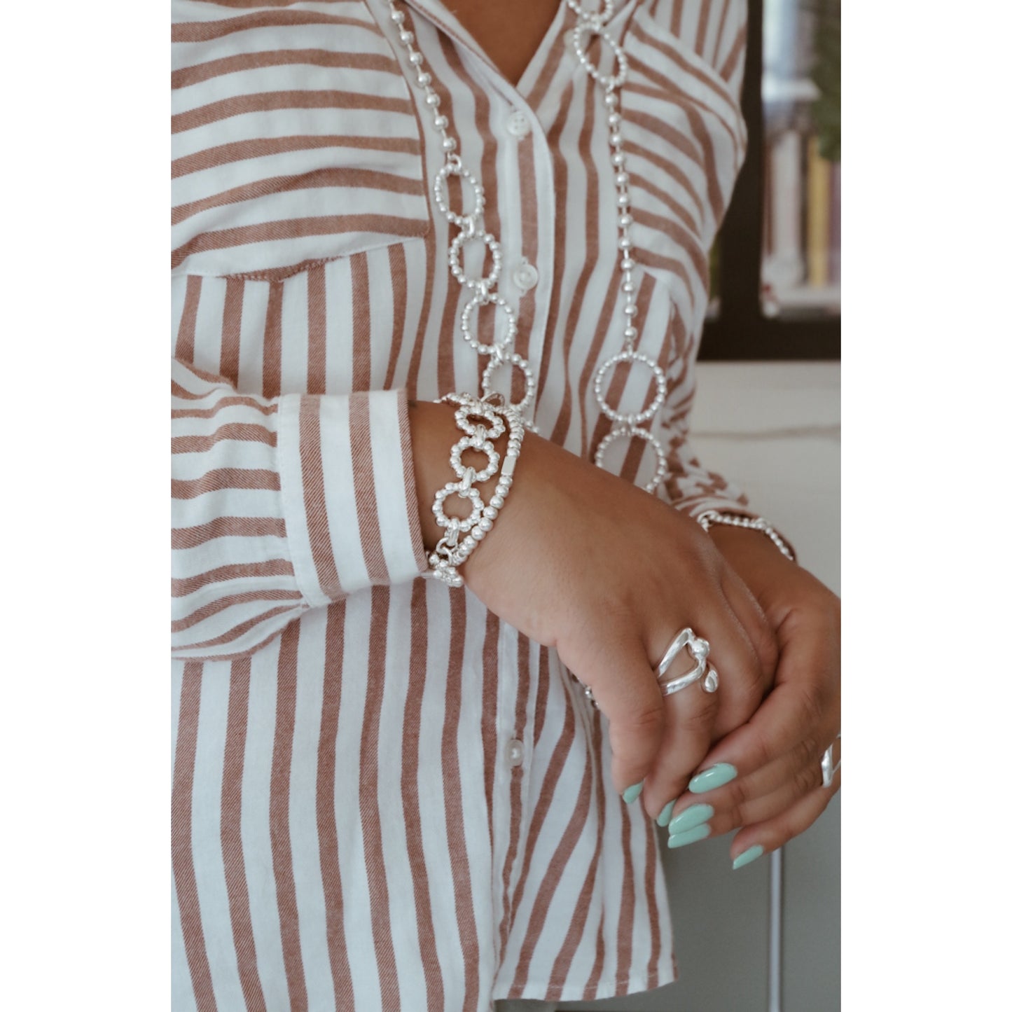 BRACELET Femme ROND PERLES SECRET DE CUIR