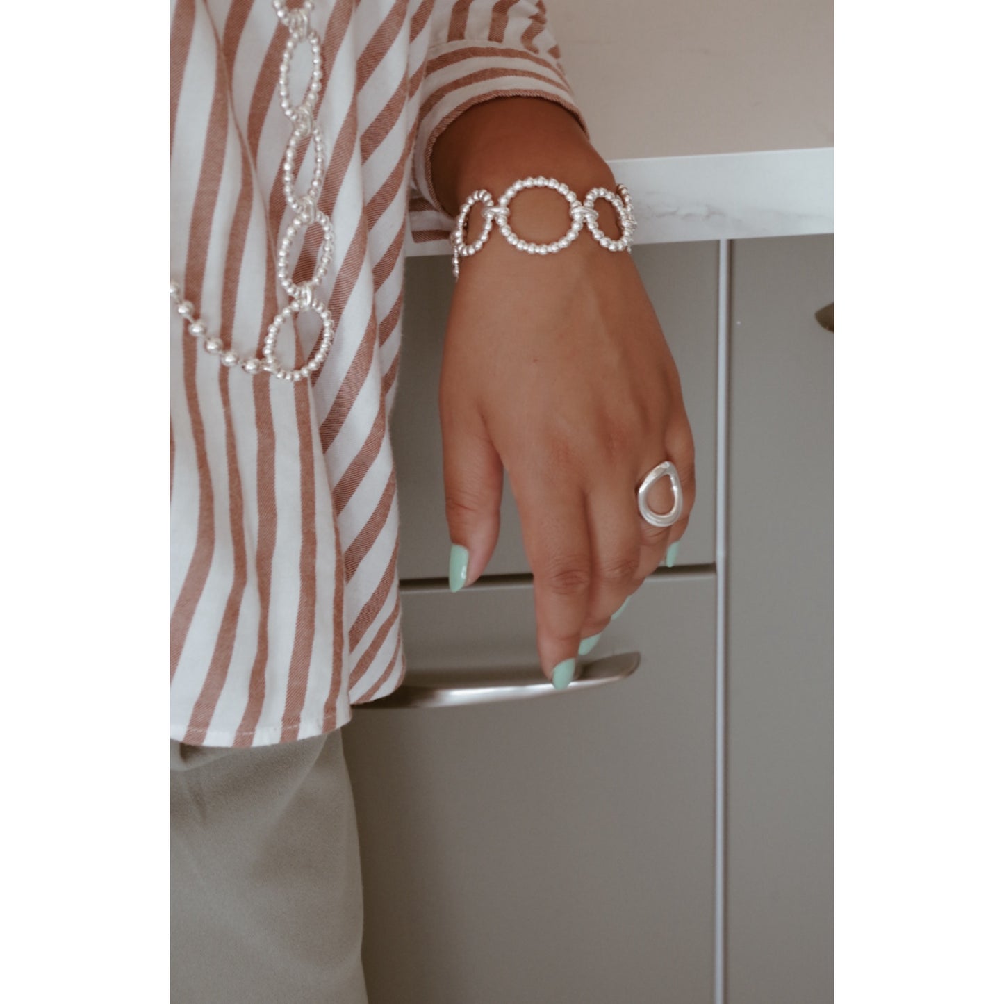 BRACELET Femme ROND PERLES SECRET DE CUIR