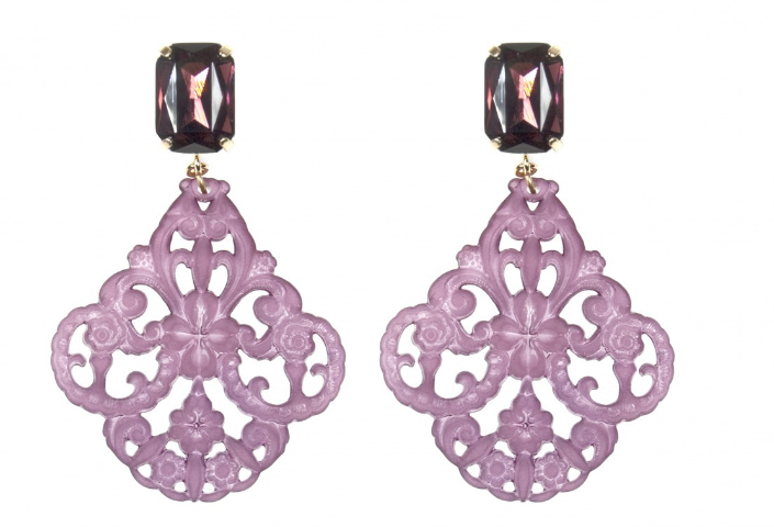 BOUCLES D'OREILLES Femme Fantaisie BOUDOIR STRASS violet JULIE SION