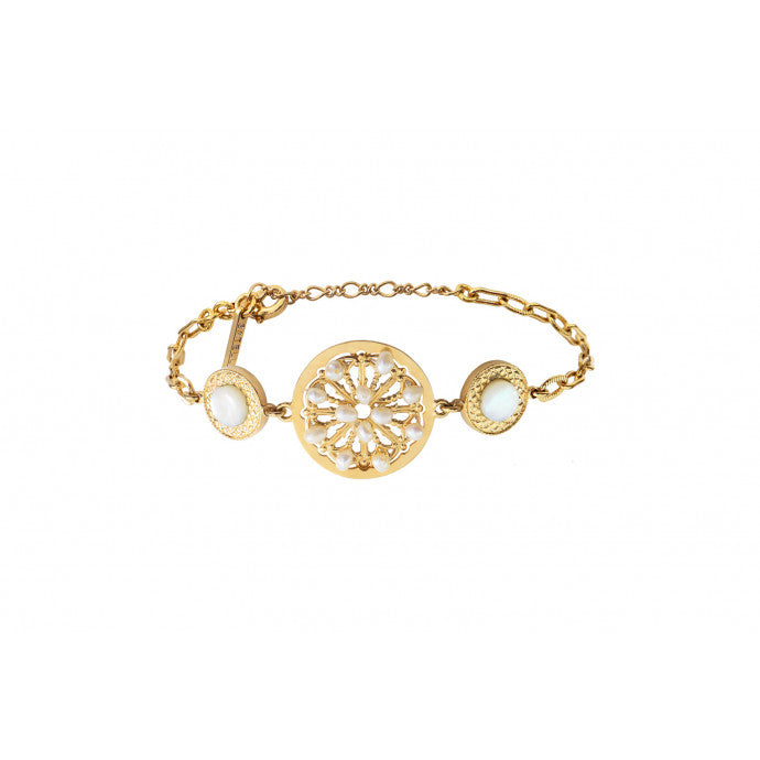 Bracelet ANGELIQUE chaîne ajustable féminin nacre perles de rivière I blanc SATELLITE