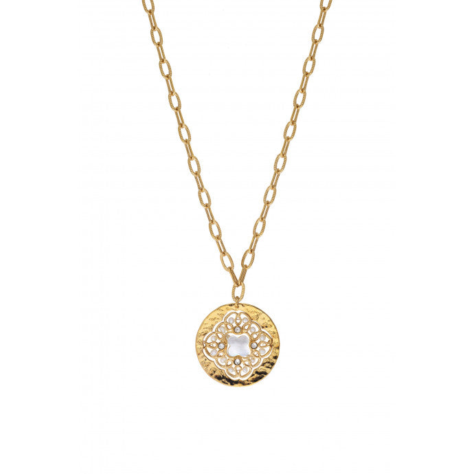 Collier ANGELIQUE chaîne romantique nacre perles de rivière I blanc SATELLITE
