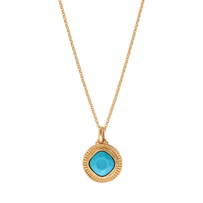 Collier LOUISE pendentif fantaisie cabochon I turquoise SATELLITE