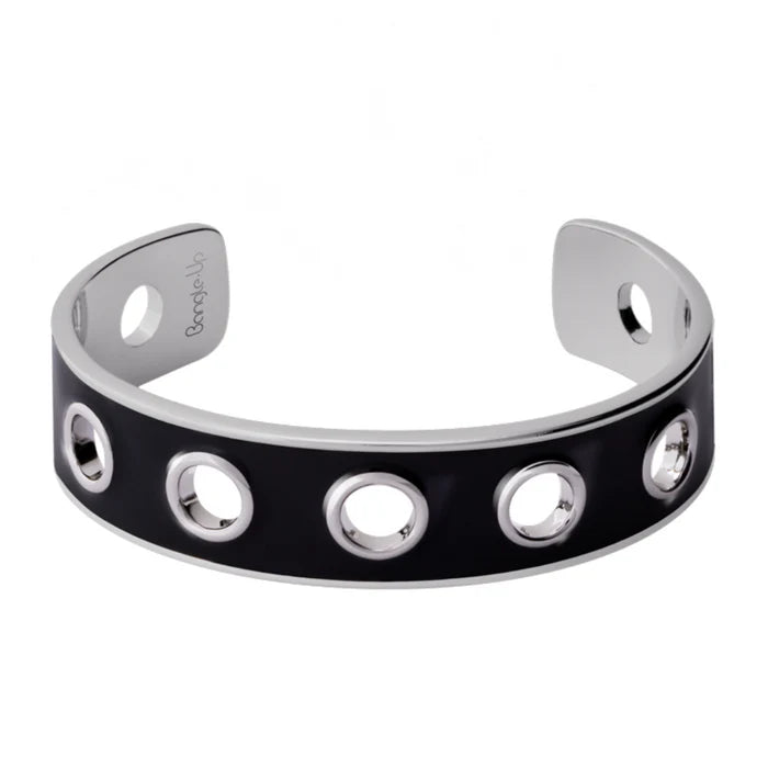 BRACELET Unisex EYELET - Argent et Noir BANGLE-UP