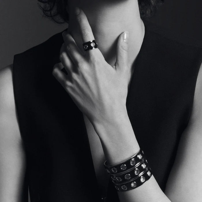BRACELET Unisex EYELET - Argent et Noir BANGLE-UP