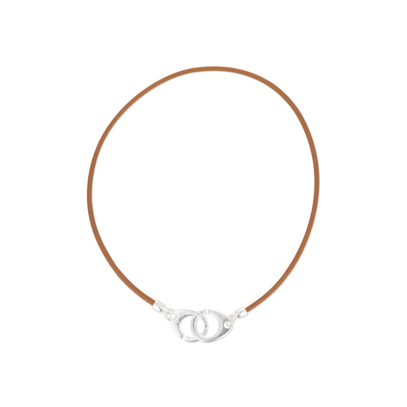 Collier N°846 - RAS DE COU MENOTTES camel SECRET DE CUIR