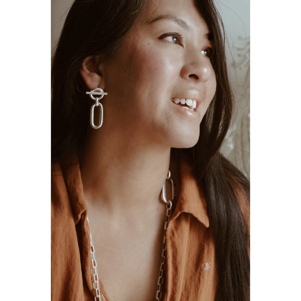BOUCLES D'OREILLES Femme RECTANGLE SECRET DE CUIR