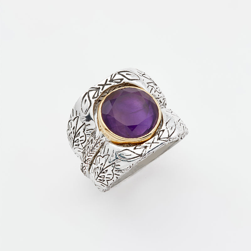 BAGUE Dame Argent Triple Améthyste
