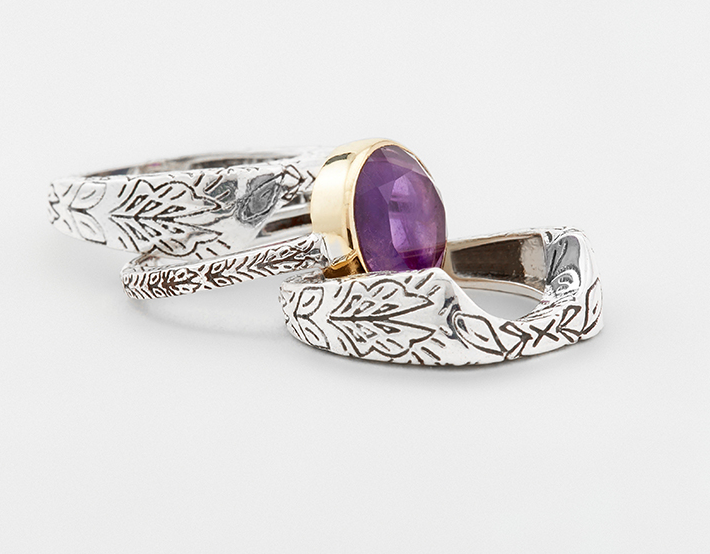 BAGUE Dame Argent Triple Améthyste