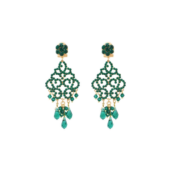 Boucles d'oreilles Femme percées cristaux prestige - vert SATELLITE