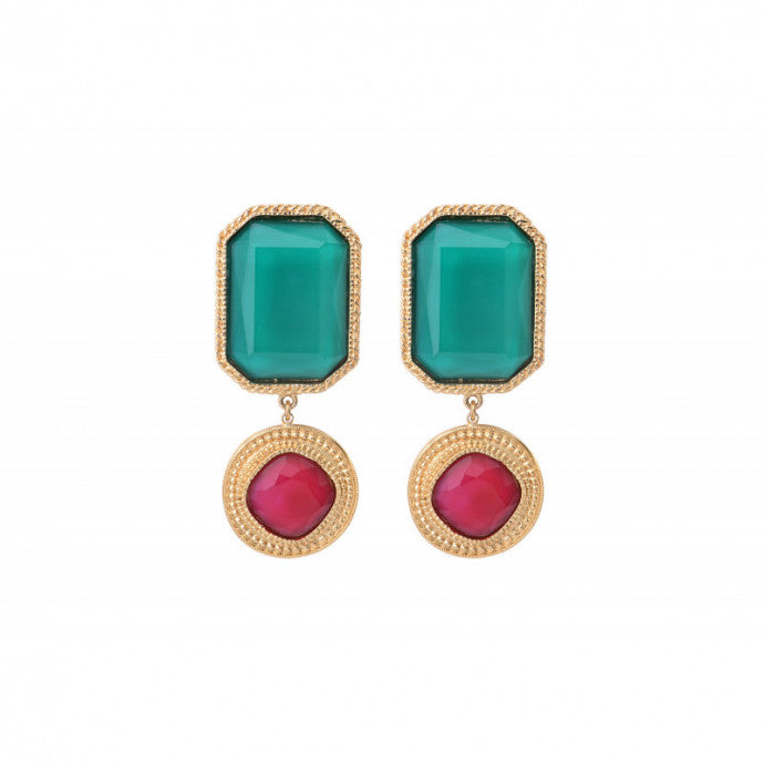 Boucles d'oreilles clips baroques I turquoise SATELLITE Paris