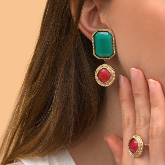 Boucles d'oreilles clips baroques I turquoise SATELLITE Paris