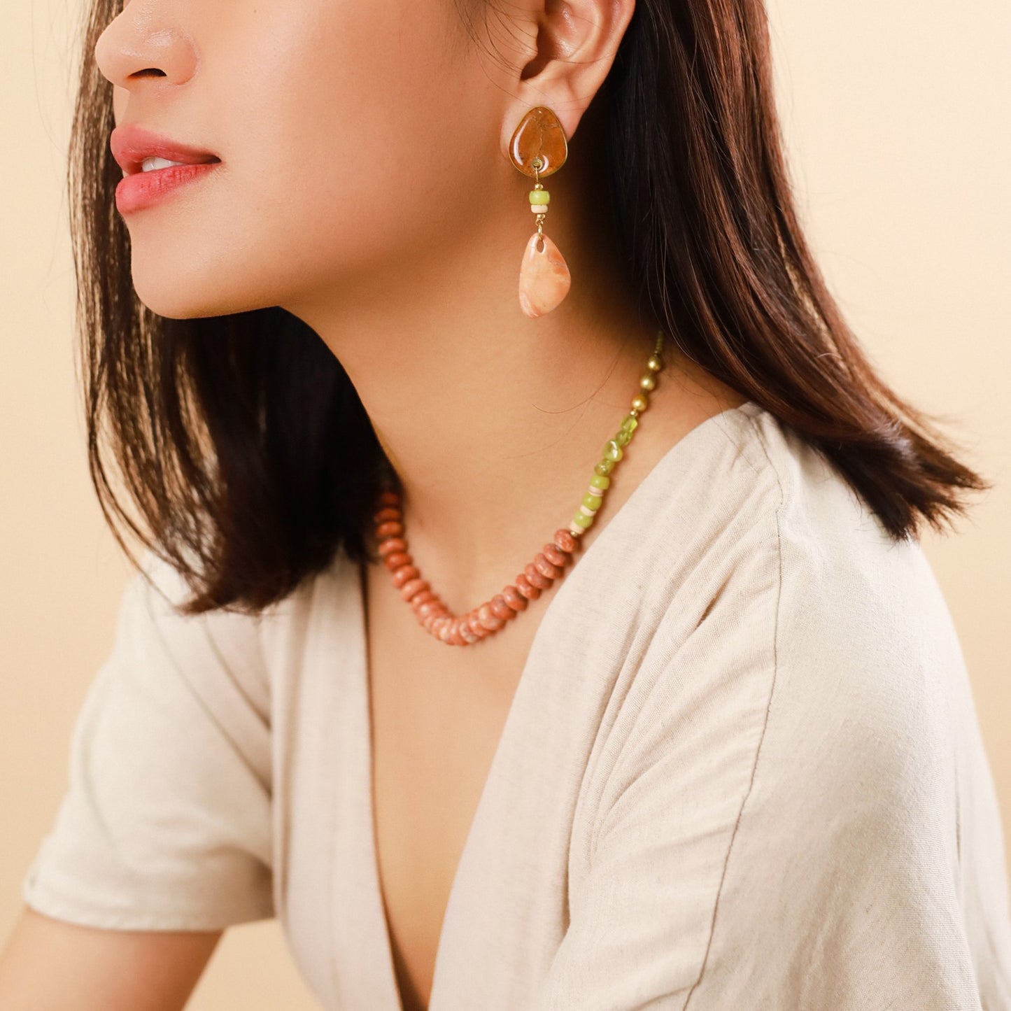 BOUCLES D'OREILLES CLIPS TOP FEUILLE DE TABAC Collection Connemara Nature Bijoux