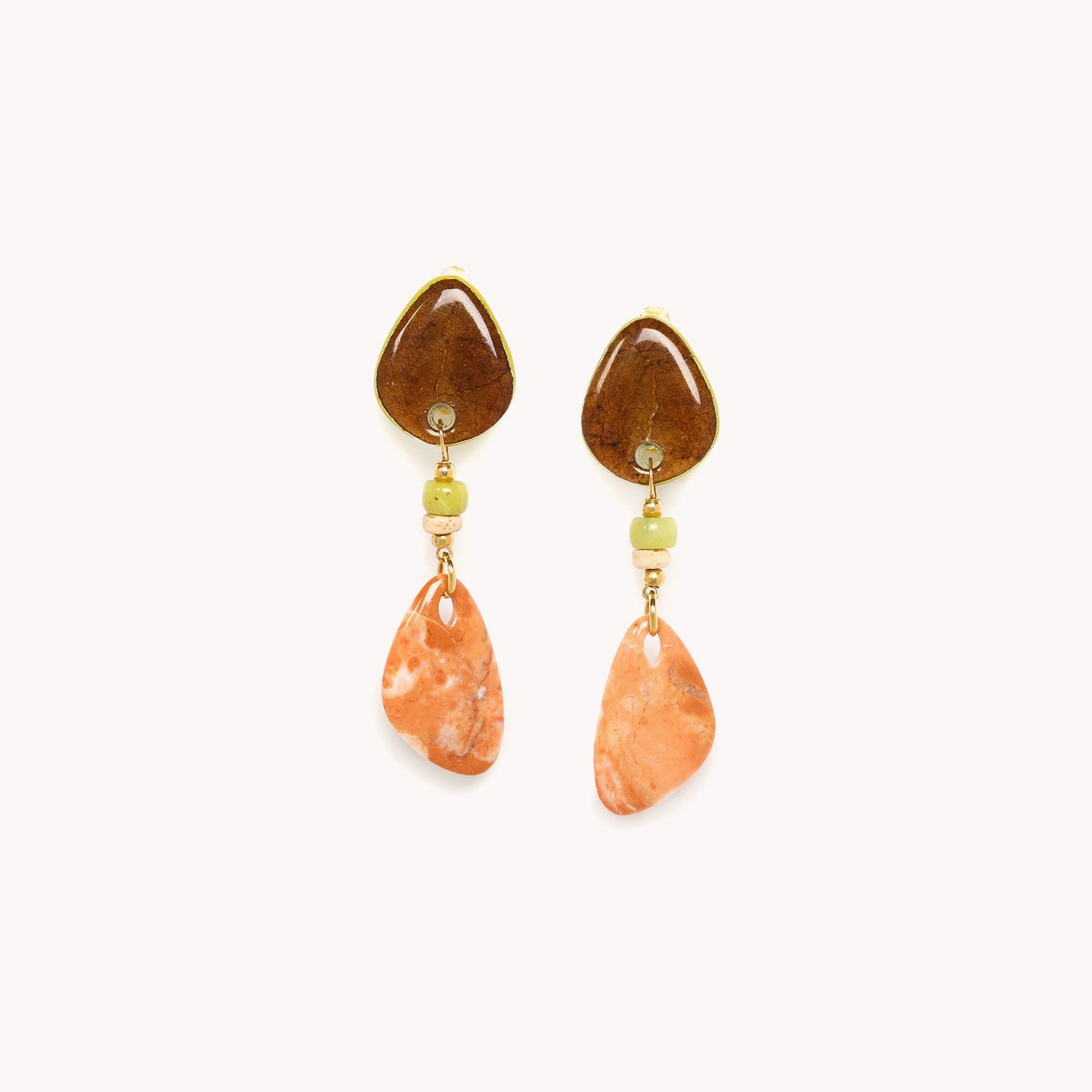 BOUCLES D'OREILLES CLIPS TOP FEUILLE DE TABAC Collection Connemara Nature Bijoux