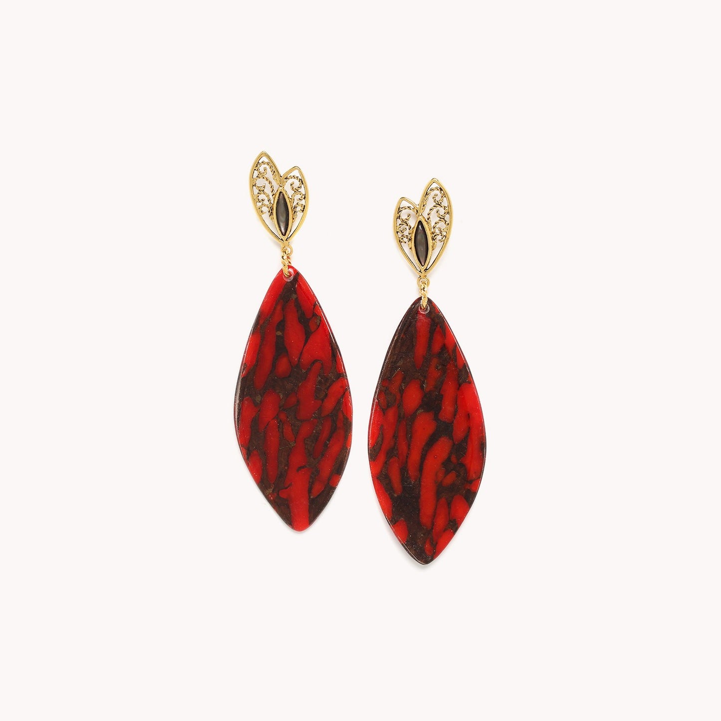 GRANDE BOUCLES D'OREILLES ROUGE Collection Gaia NATURE BIJOUX