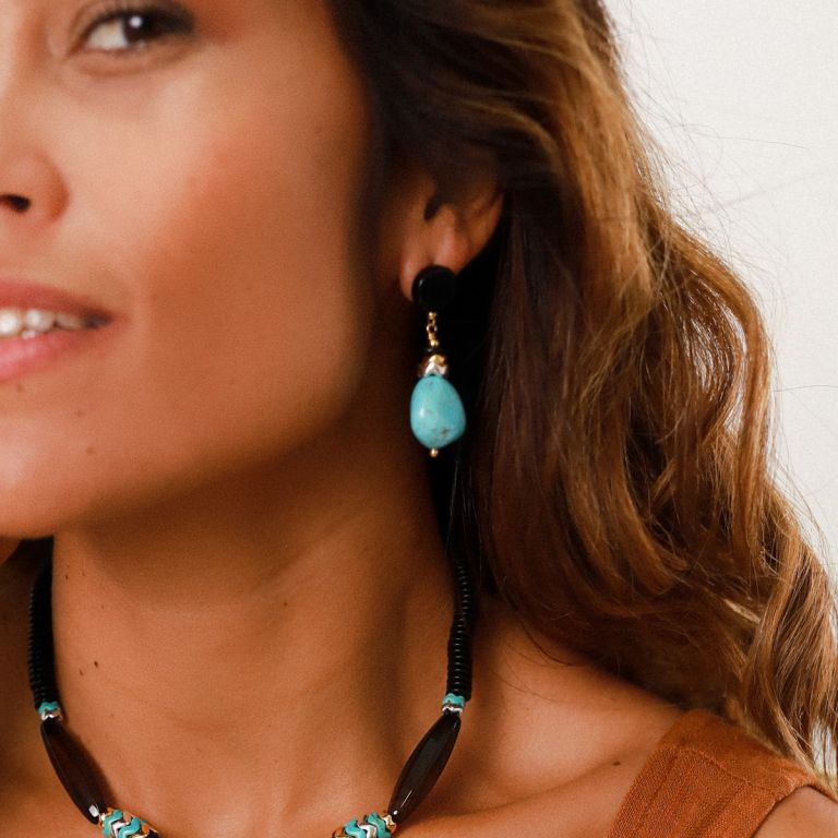 Collier 2 agates LAGON NOIR NATURE bIJOUX