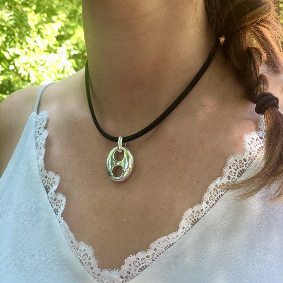 COLLIER SECRET DE CUIR GRAIN DE CAFE
