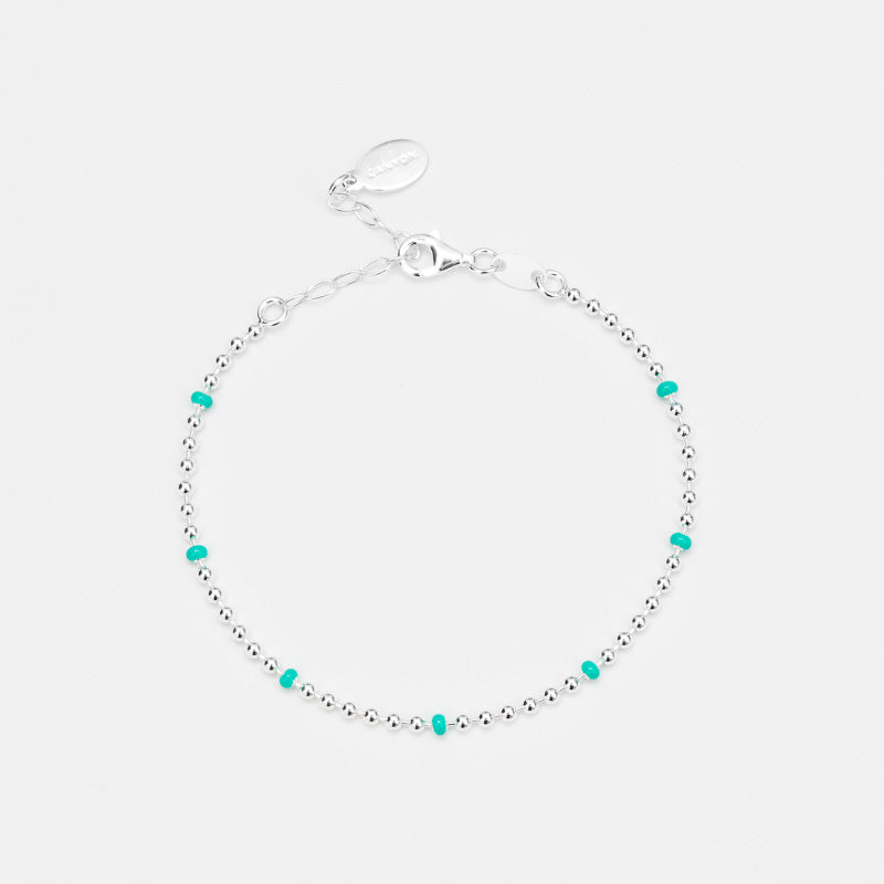 BRACELET EN ARGENT MICROBOULES LAQUE VERTE
