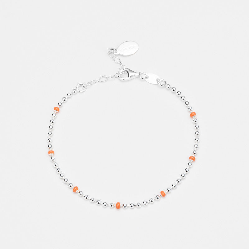 BRACELET EN ARGENT MICROBOULES LAQUE ROSE PALE CANYON