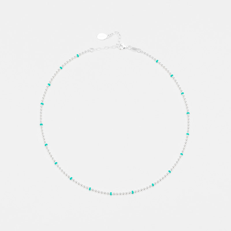 BRACELET EN ARGENT MICROBOULES LAQUE TURQUOISE CANYON