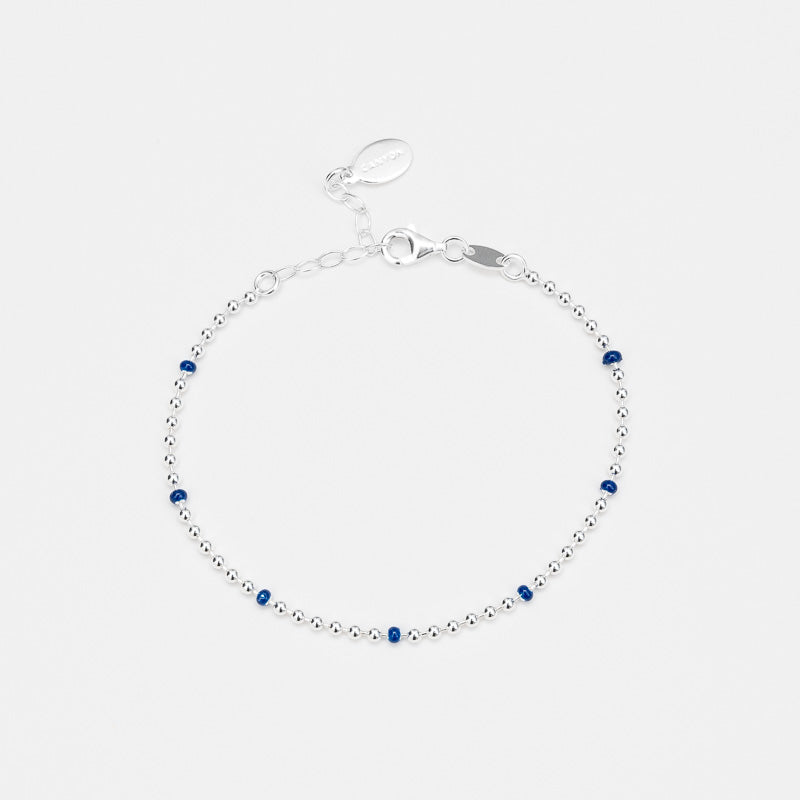 BRACELET EN ARGENT MICROBOULES LAQUE MARINE CANYON