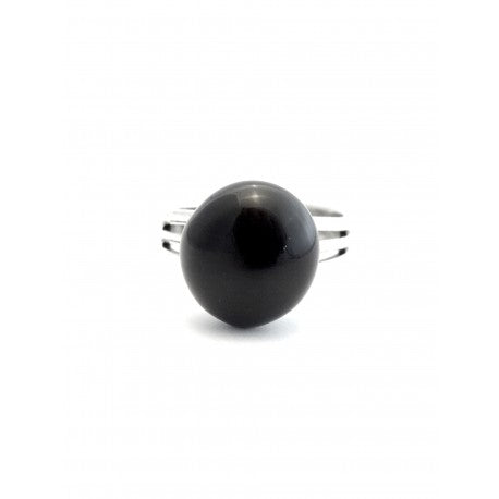 BAGUE GEVOLE PUCE CERAMIQUE NOIR REGLABLE
