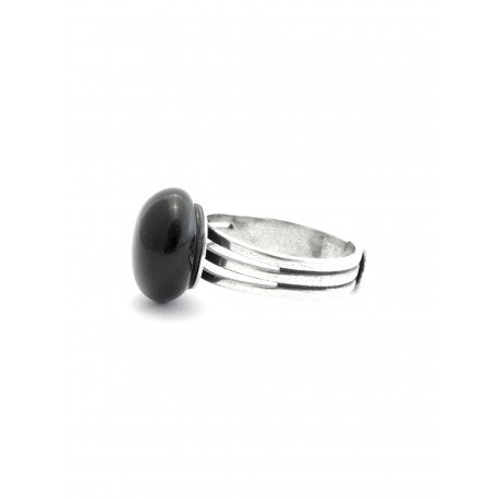 BAGUE GEVOLE PUCE CERAMIQUE NOIR REGLABLE