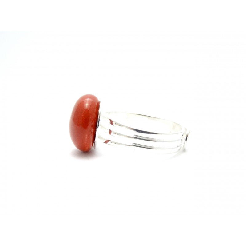 BAGUE GEVOLE PUCE CERAMIQUE ROUGE REGLABLE