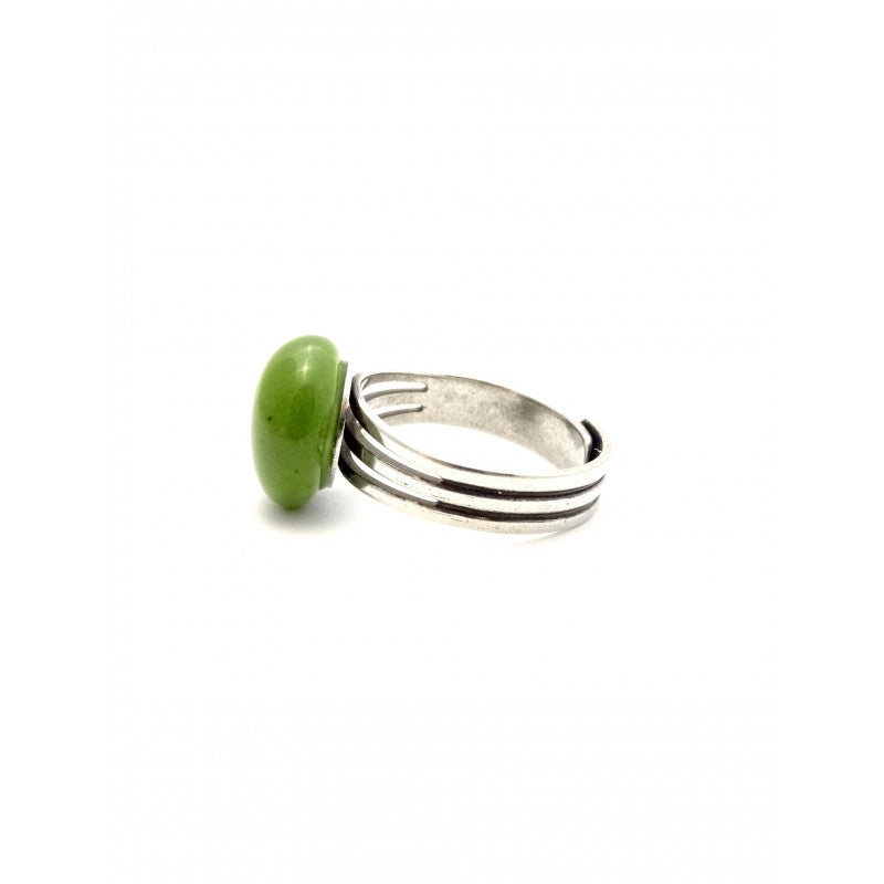 BAGUE GEVOLE PUCE CERAMIQUE VERTE REGLABLE