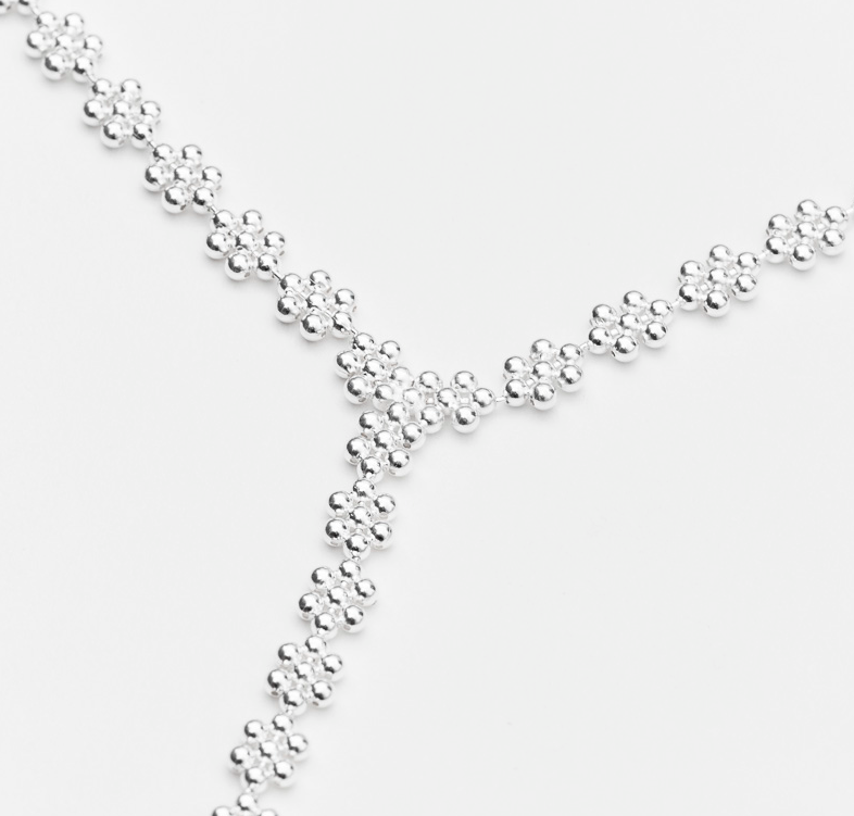 Collier argent forme Y micro boules CANYON