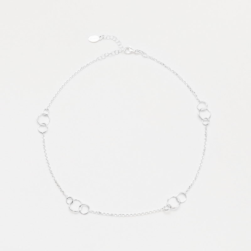 COLLIER ARGENT CHAINETTE DECOREE DE 4 X 3 FINS CERCLES CANYON