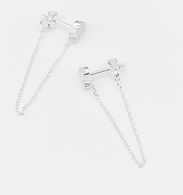 Boucles d'oreilles PENDANTES argent AVEC 3 PETITS RONDS empierrés CANYON