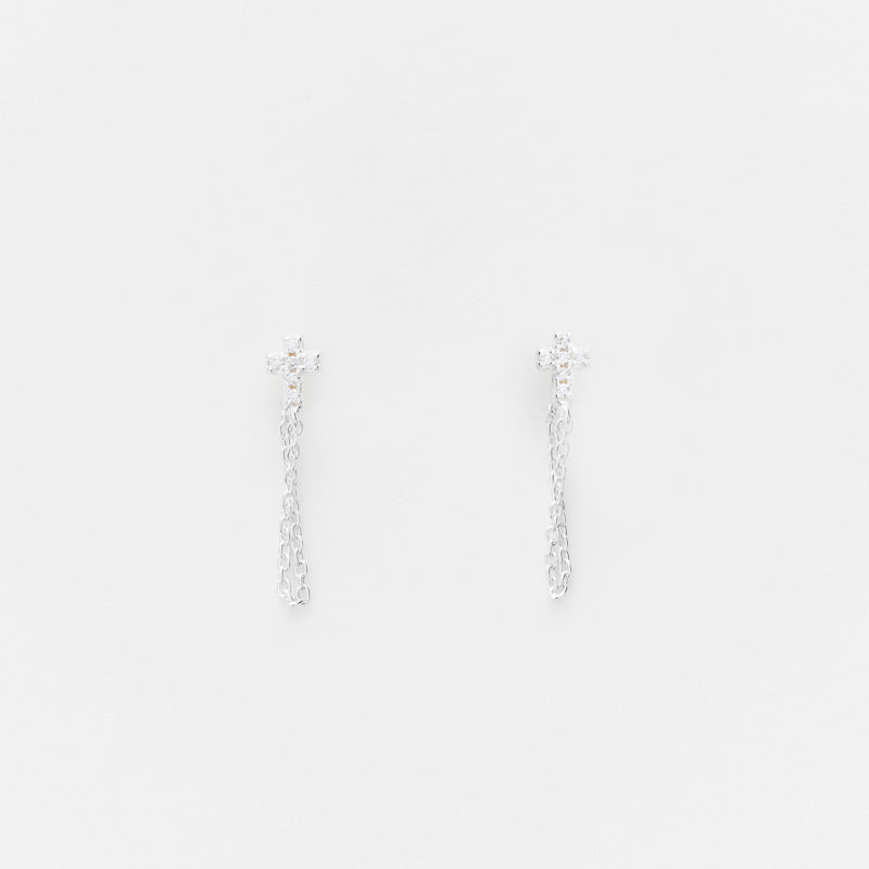 Boucles d'oreilles PENDANTES argent AVEC UNE PETITE CROIX CANYON