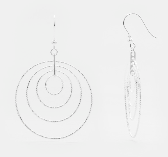 Boucles d'oreilles PENDANTES argent COMPOSÉES DE 4 CERCLES FINS CANYON