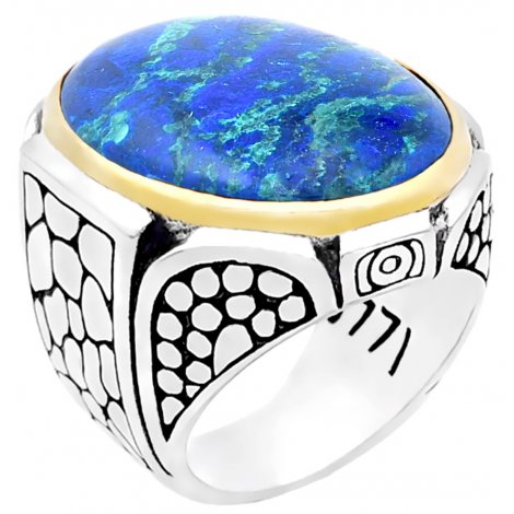 BAGUE unisex ARGENT JALAN JALAN MALACHITE AZURITE DES USA J771