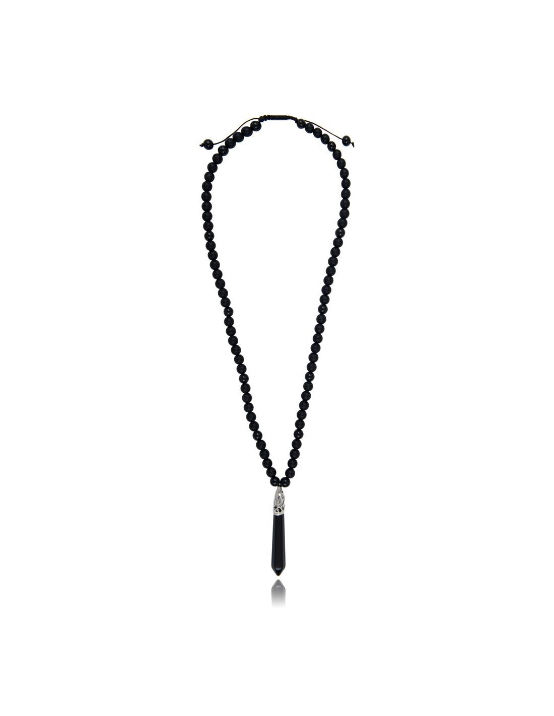 COLLIER 8MM ONYX NOIR MAT ET PENDENTIF Lauren Steven