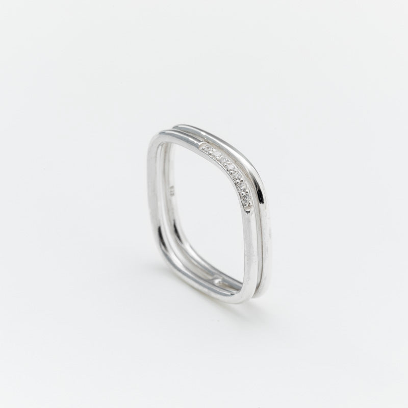 BAGUE ARGENT CARRE OXYDE ZIRCONIUM