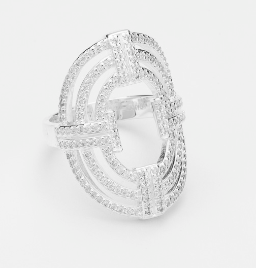 Bague argent STYLE ART DÉCO FORMÉE D'OVALES EN OXYDES BLANCS CANYON