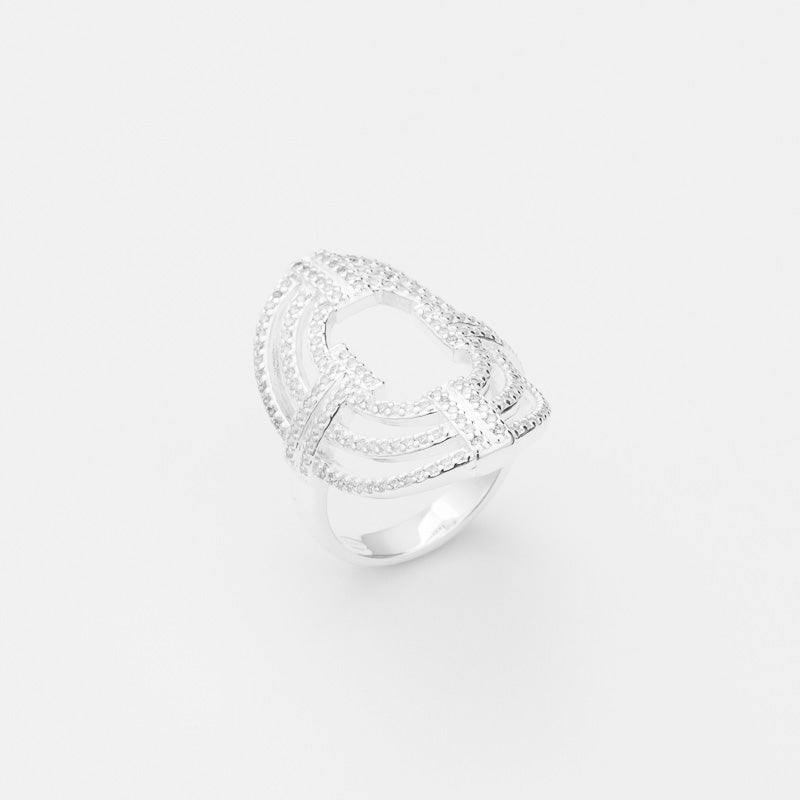 Bague argent STYLE ART DÉCO FORMÉE D'OVALES EN OXYDES BLANCS CANYON