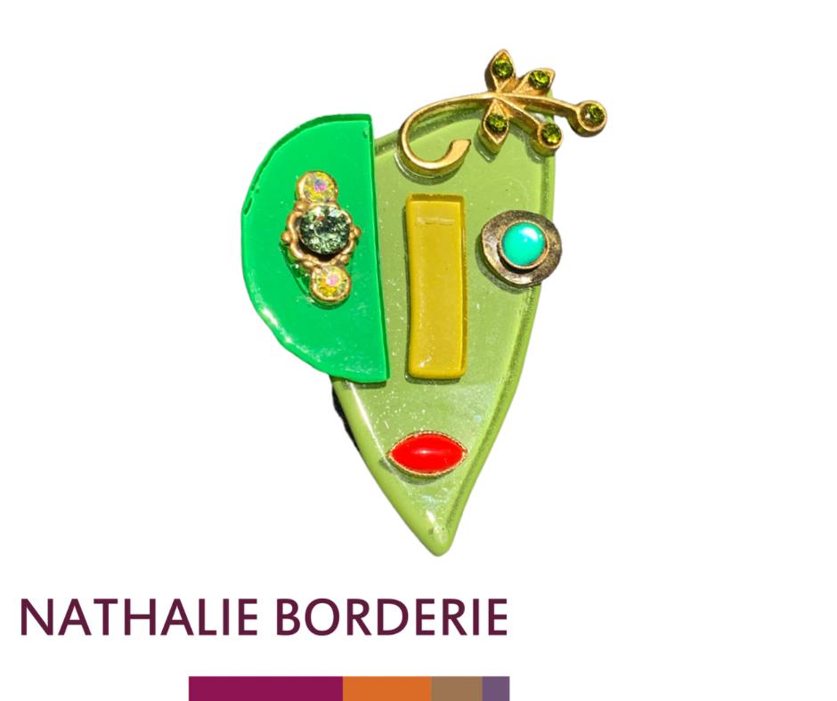 BROCHE ARTISANALE VERRE ET METAL Nathalie Borderie bc 6827.9