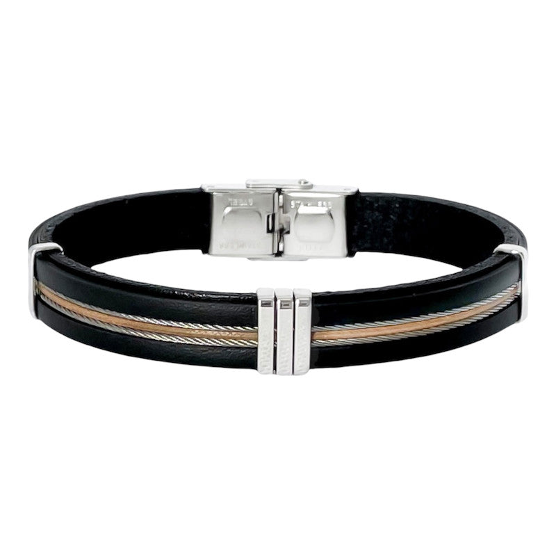 BRACELET ACIER CUIR, CABLE ET CORDON ALBAN BA23/21-N/BG-20