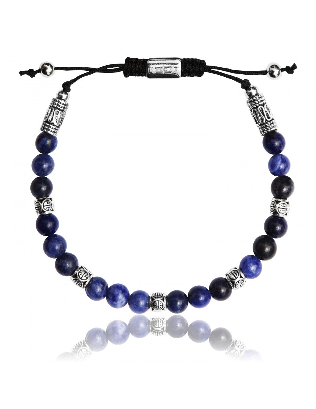 Bracelet Ajustable Shamballa Sodalite Brésilienne et Argent Lauren Steven