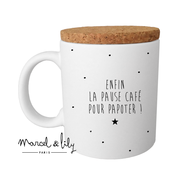 MUG AVEC SON COUVERCLE EN LIÈGE " MUG DE MA SUPER COLLÈGUE ADORABLE " Marcel & Lily