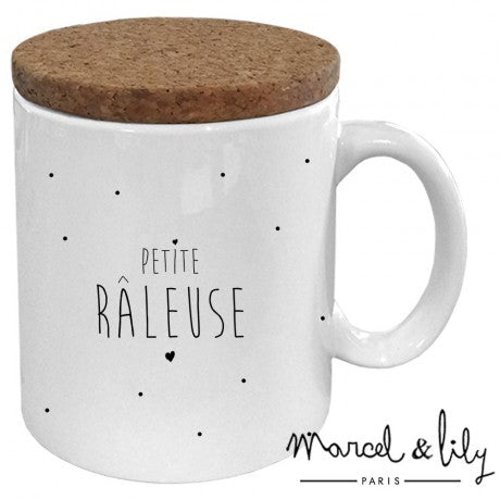 MUG AVEC SON COUVERCLE EN LIÈGE "PETITE RÂLEUSE" Marcel & Lily