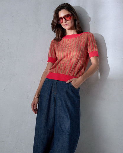 Pull Femme col bateau manches courtes . SURKANA