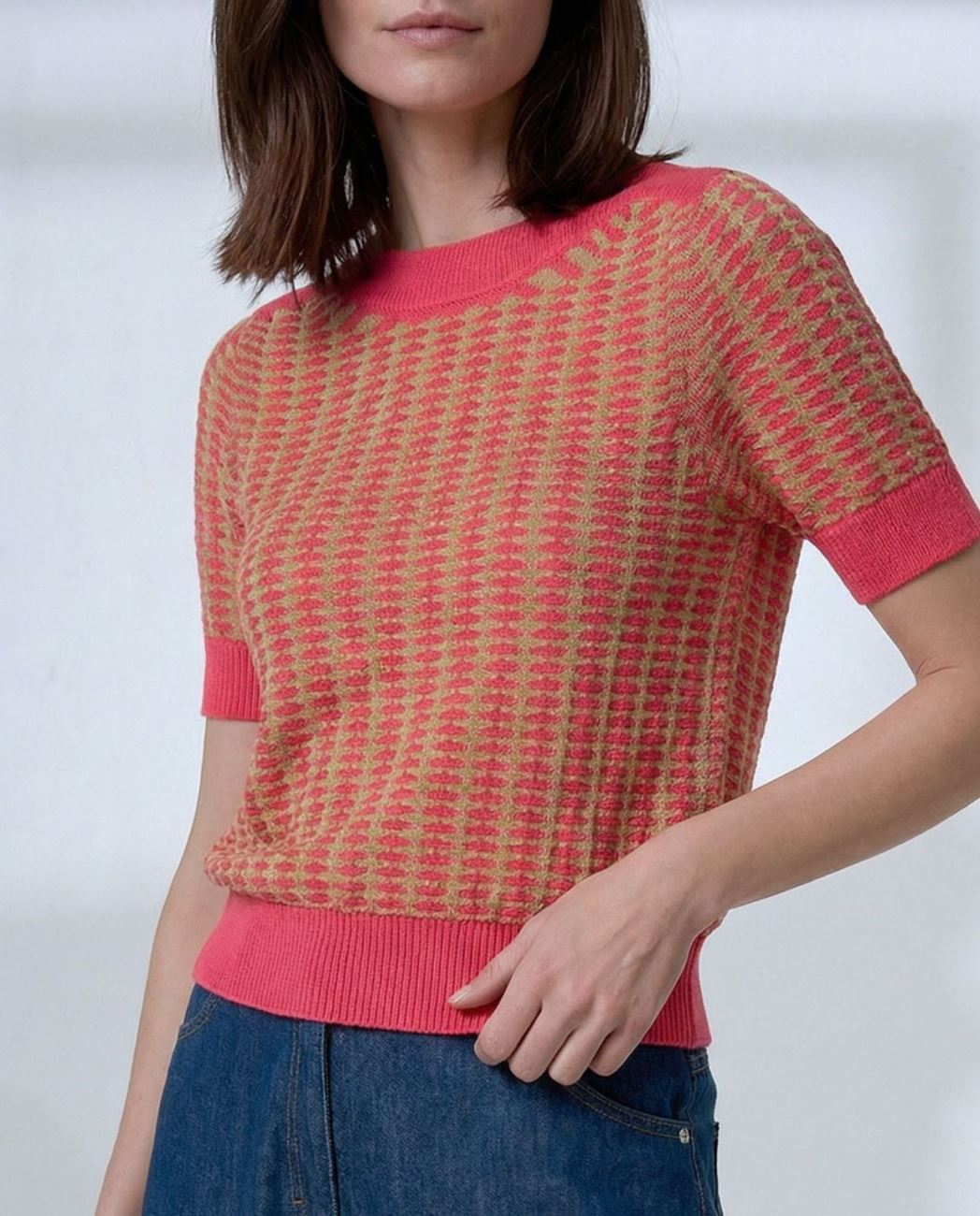 Pull Femme col bateau manches courtes . SURKANA
