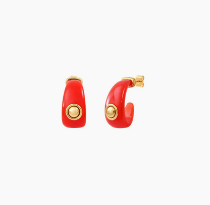 Boucles d’oreilles fines tiges percées Masseria - corail SATELLITE