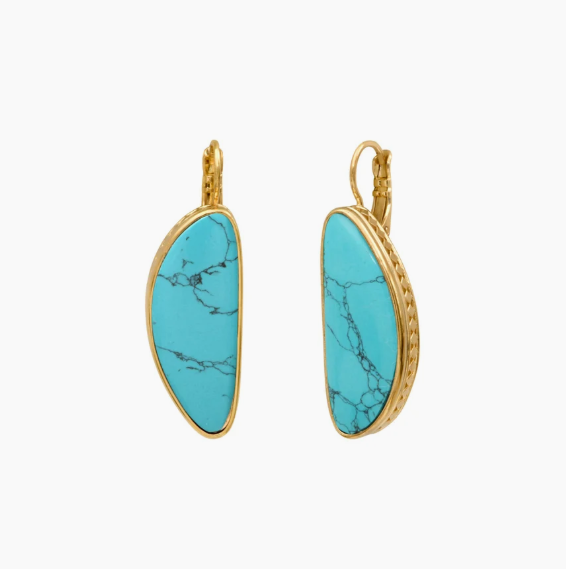 Boucles d’oreilles larges dormeuses Noto - turquoise SATELLITE