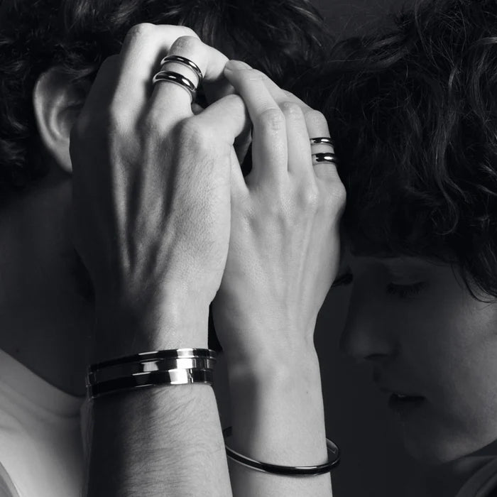 JONC Unisex Bangle - Argent et Noir BANGLE-UP