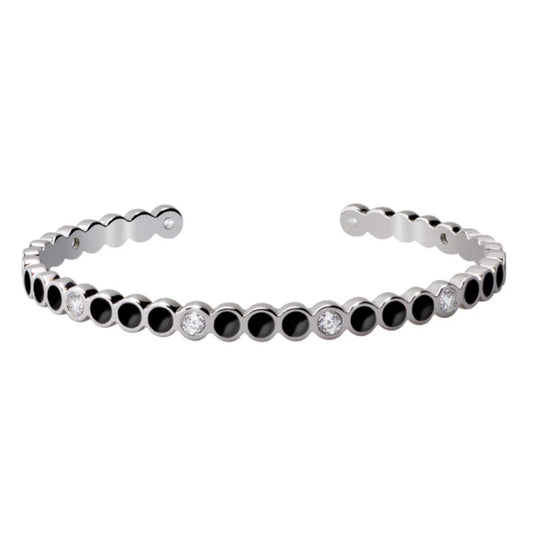 JONC Dame Lumi - Noir et Zircons BANGLE-UP
